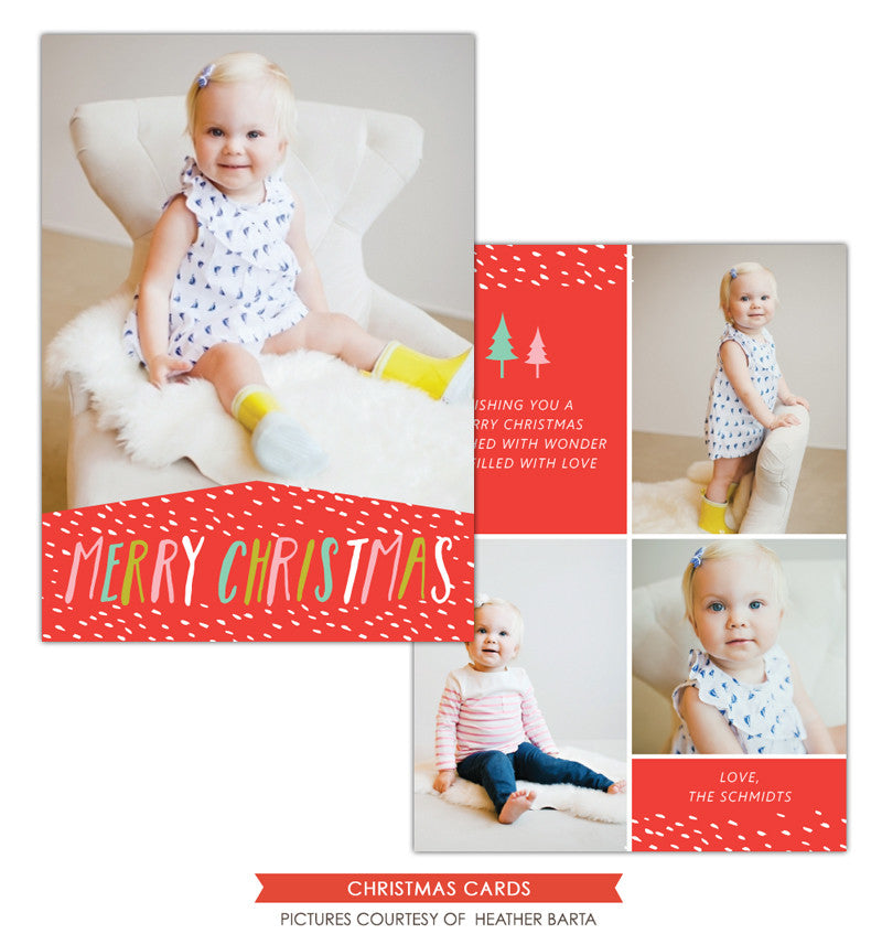 Christmas Photocard Template | Colorful snow e1138