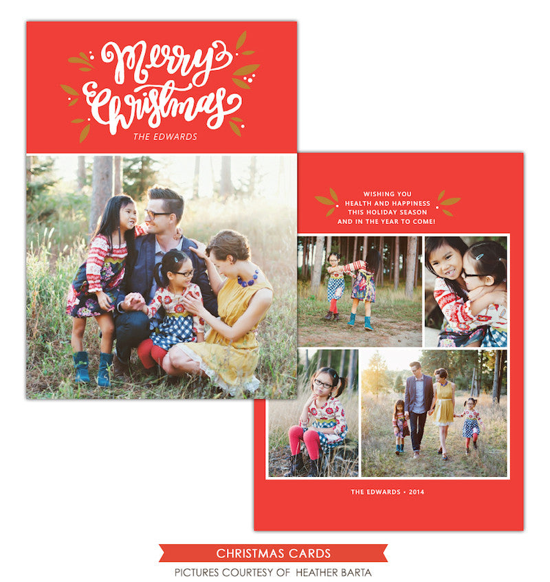 Christmas Photocard Template | Merry Mistletoe e1139