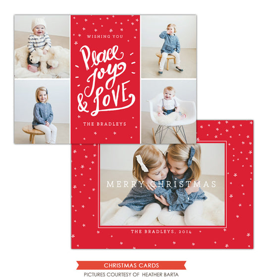 Christmas Photocard Template | Peace, Joy & Love e1141