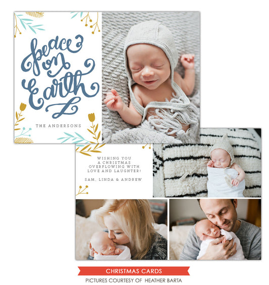 Christmas Photocard Template | Peace on Earth e1142