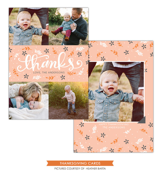 Thanksgiving Card Template | Pink thanks e1145