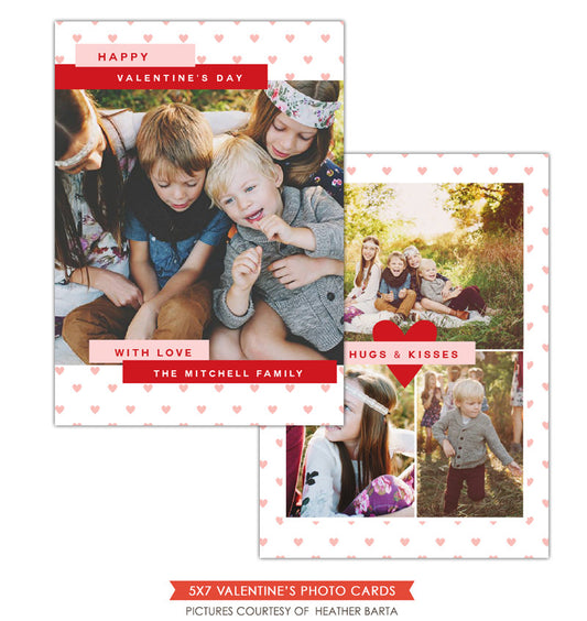 Valentine Photocard Template | Pink hearts e1190