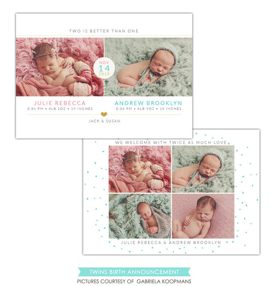 Twins Birth Announcement | Two babies e1195