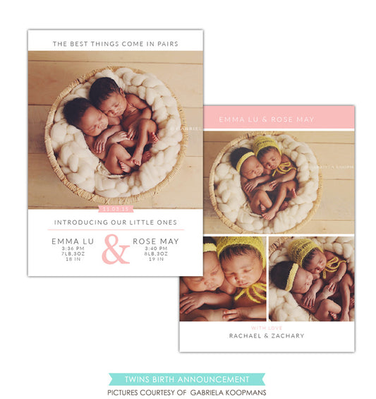 Twins Birth Announcement | Perfect pair e1197