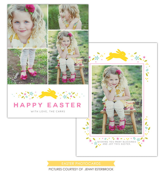 Easter photo card | Yellow bunny e1200