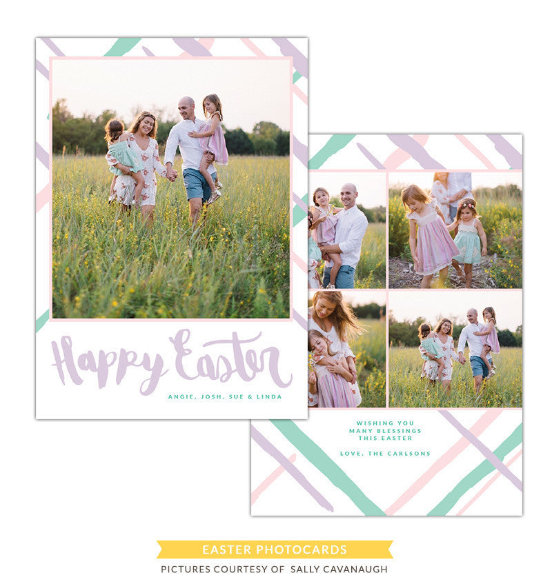 Easter Photocard Template | Pastel brushes e1267