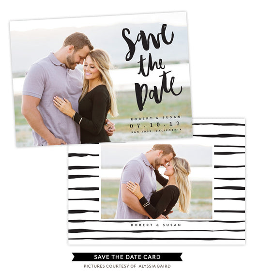 Save the Date card | Silver Glitter e1333