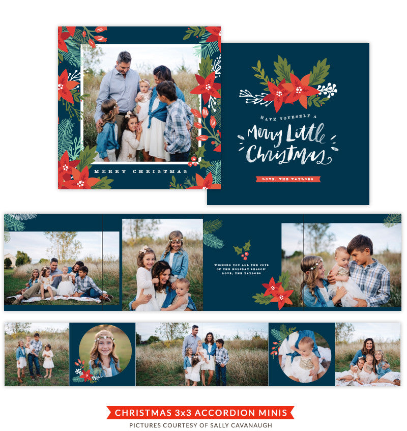 Christmas accordion mini 3x3 | Floral Christmas e1429