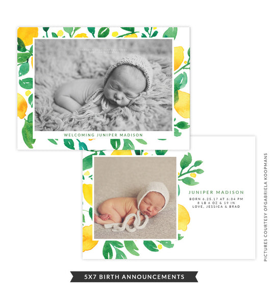 5x7 Birth Announcement | Lemon Laugh e1492