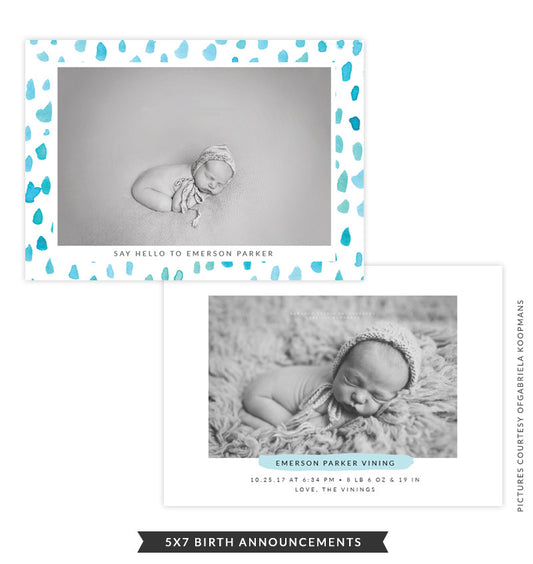 5x7 Birth Announcement | Brush Drops e1493