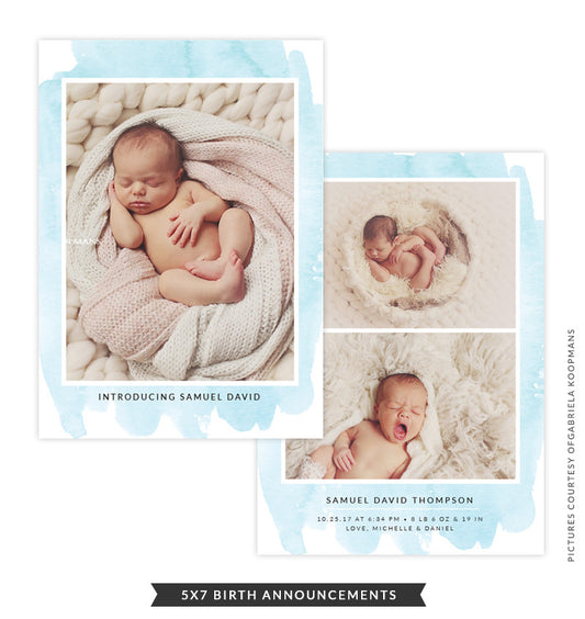 5x7 Birth Announcement | Blue Dreams e1495