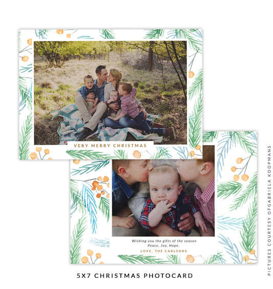 Christmas 5x7 Photo Card | Christmas Rose