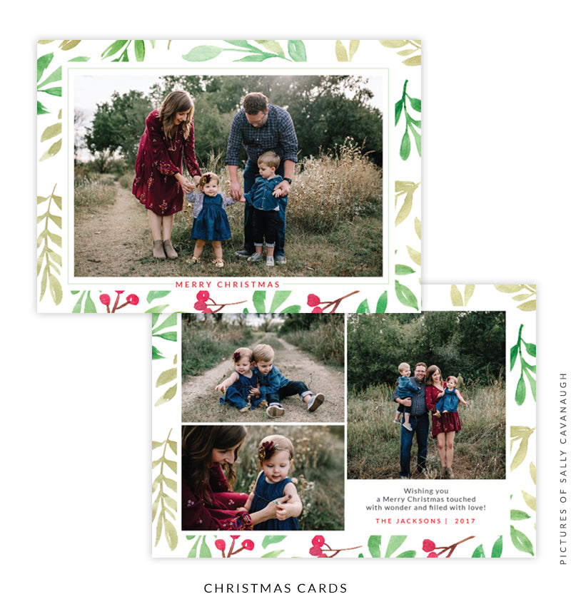 Christmas 5x7 Photo Card | Green & Red e1587