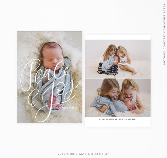 2018 Christmas 5x7 Photo Card | Peace & Joy lettering