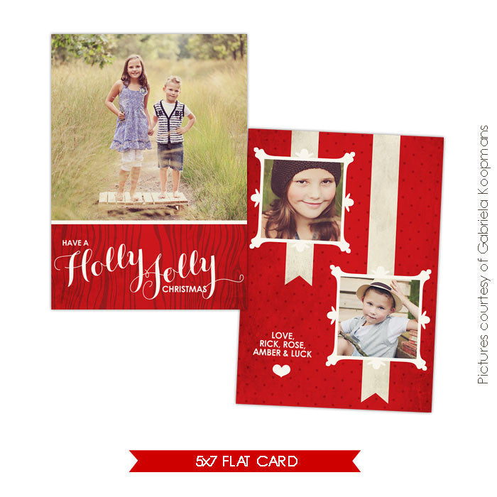 Holiday Photocard Template | Holly Kids e556