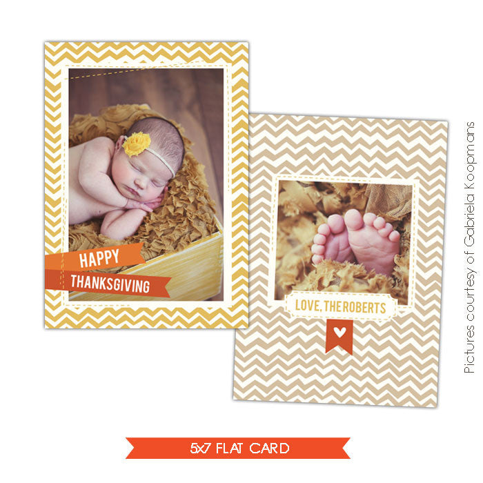 Thanksgiving Photocard Template | Whimsy Chevron e572