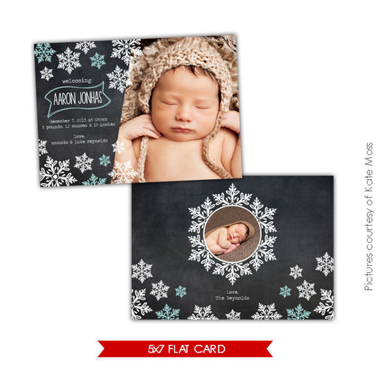 Holiday Photocard Template | Snowflakes shower e608