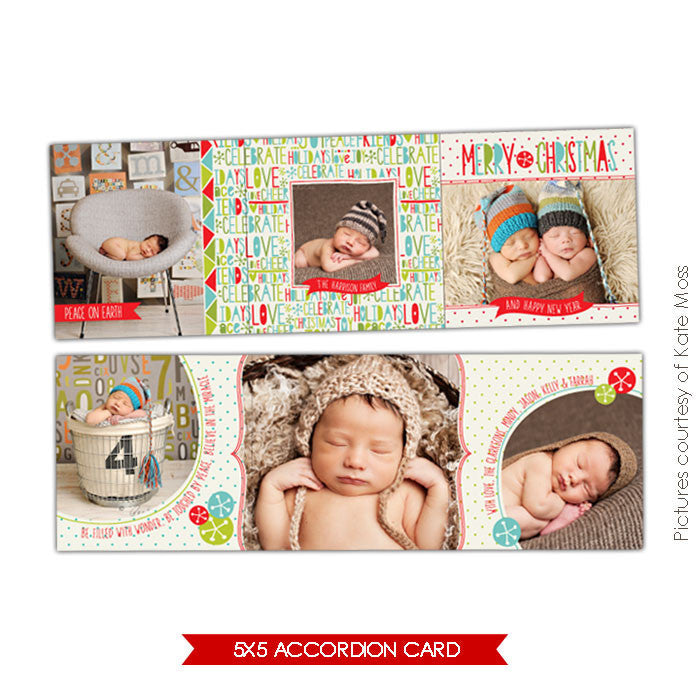 Holiday accordion card 5x5 | Celebrate Love e612