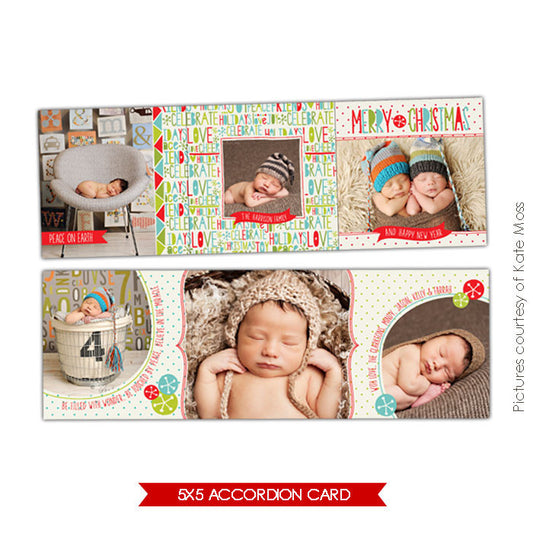 Holiday accordion card 5x5 | Celebrate Love e612