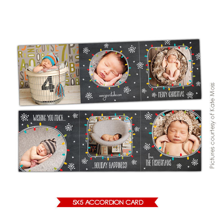 Holiday accordion card 5x5 | Lights & Stars e613