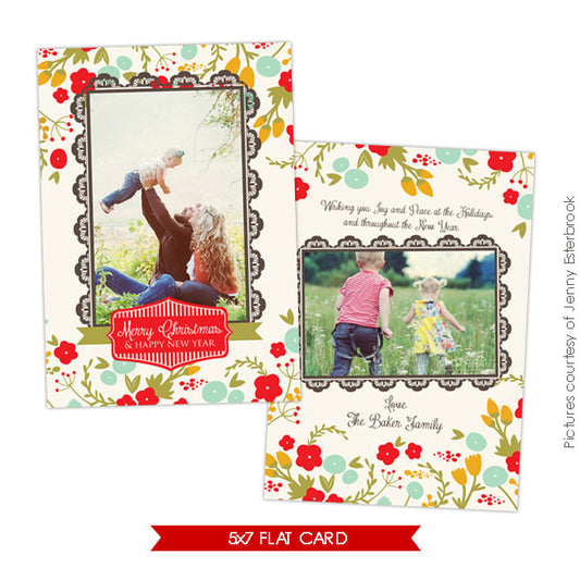 Holiday Photocard Template | Romance garden e622