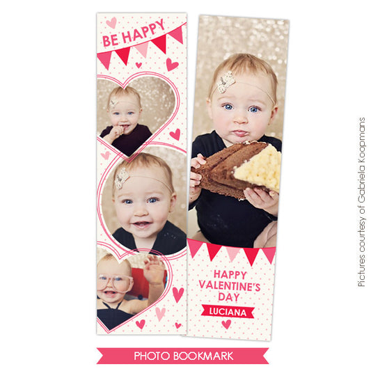 Valentine Bookmark template | Be Happy e672