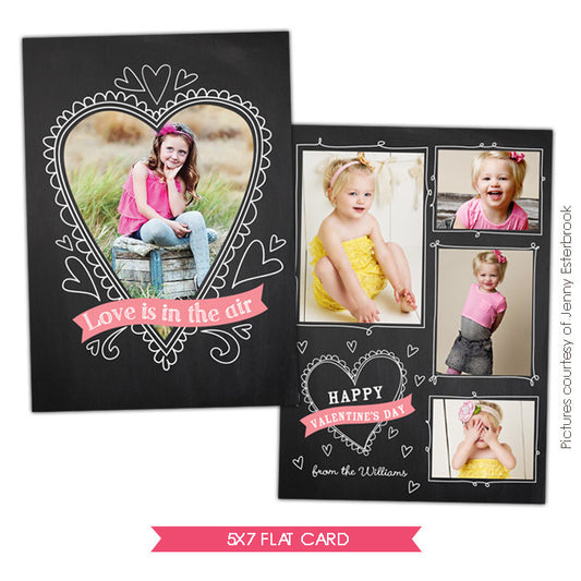 Valentine Photocard Template | Chalkboard heart e676