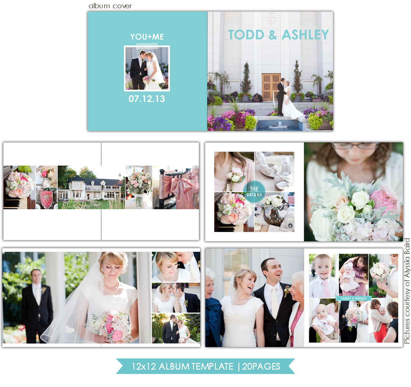 Clean Style | 12x12 Wedding Album template e725