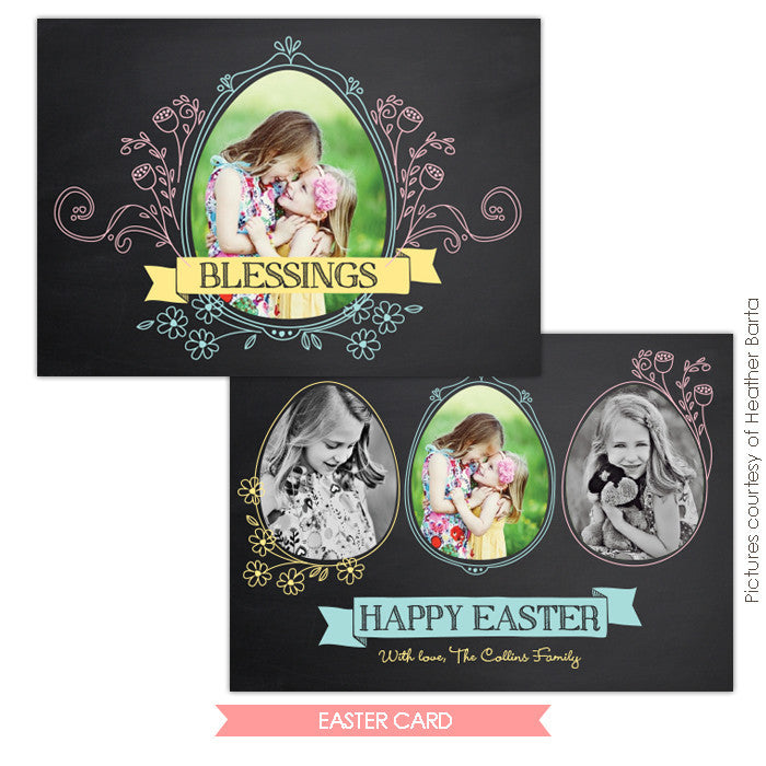 Easter photo card | Chalkboard Blessings e729