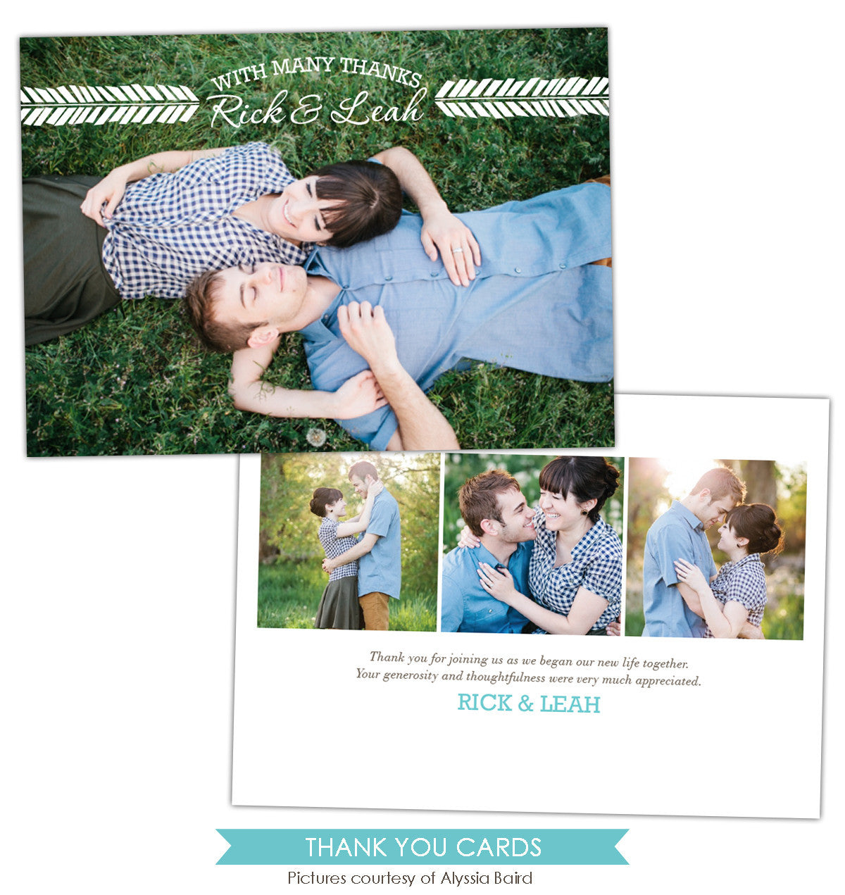 Wedding Thank You Card | White banner e847