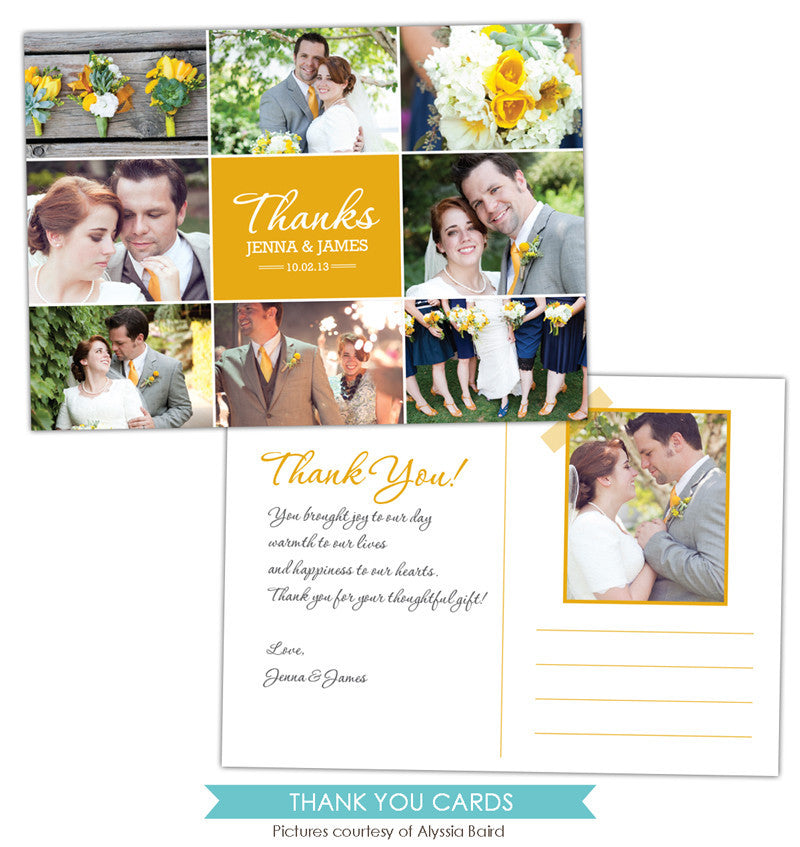 Wedding Thank You Card | Gold love e849