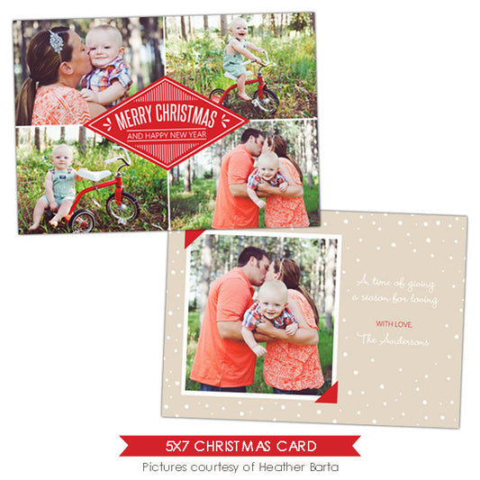 Christmas Photocard Template | White snow e910