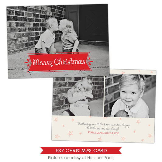 Christmas Photocard Template | Stars pattern e914