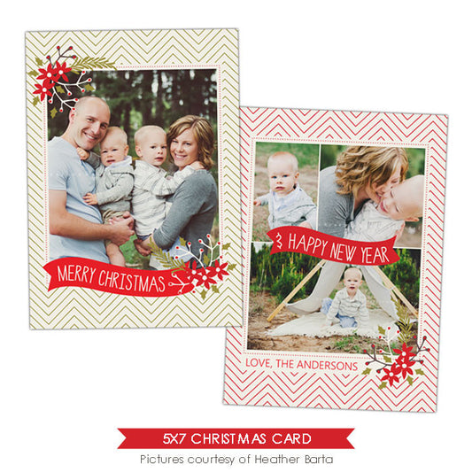 Christmas Photocard Template | Mistletoe frame e915