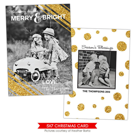 Christmas Photocard Template | Gold Glam e918