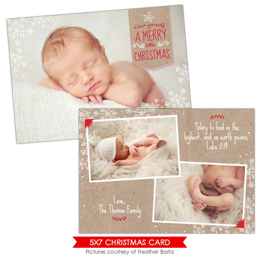 Christmas Photocard Template | Peace snowflakes e921