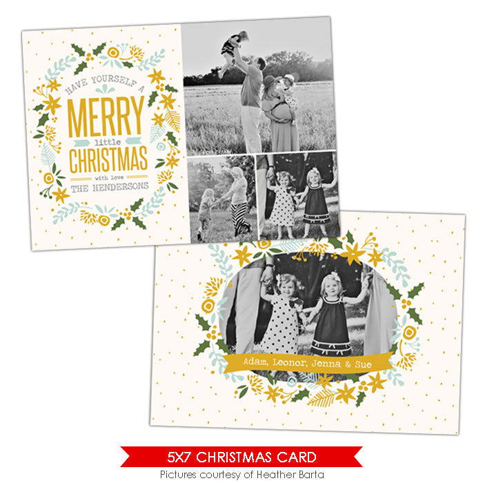 Christmas Photocard Template | Floral frames e928