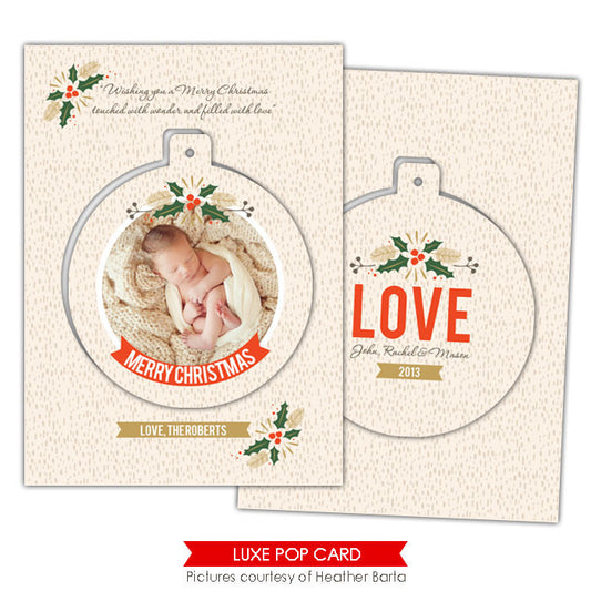 Christmas Luxe Pop Card Template | Mistletoe circle e941