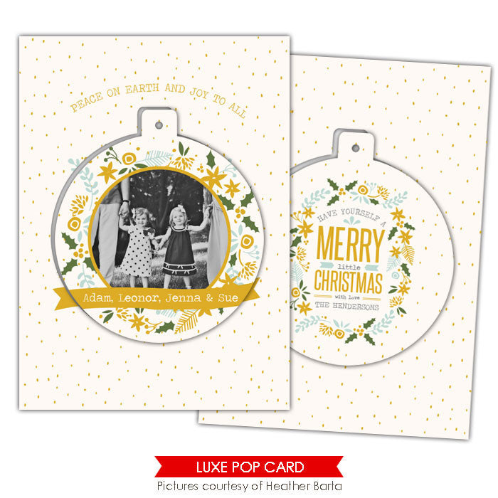 Christmas Luxe Pop Card Template | Gold flowers e944