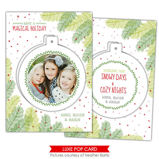 Christmas Luxe Pop Card Template | Tree circle e946