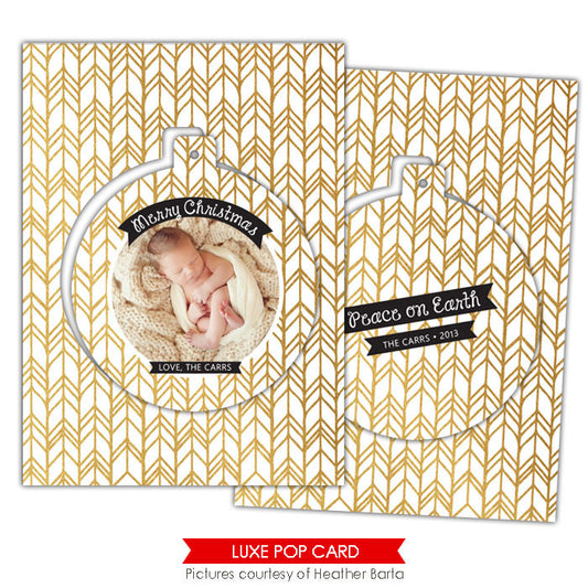 Christmas Luxe Pop Card Template | Gold arrows e949