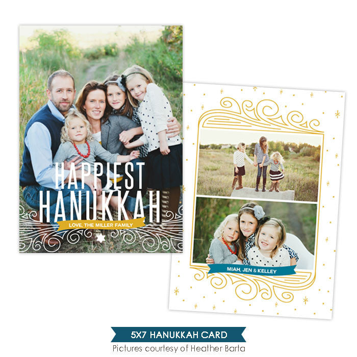 Hanukkah Photocard Template | Hanukkah lights - e962